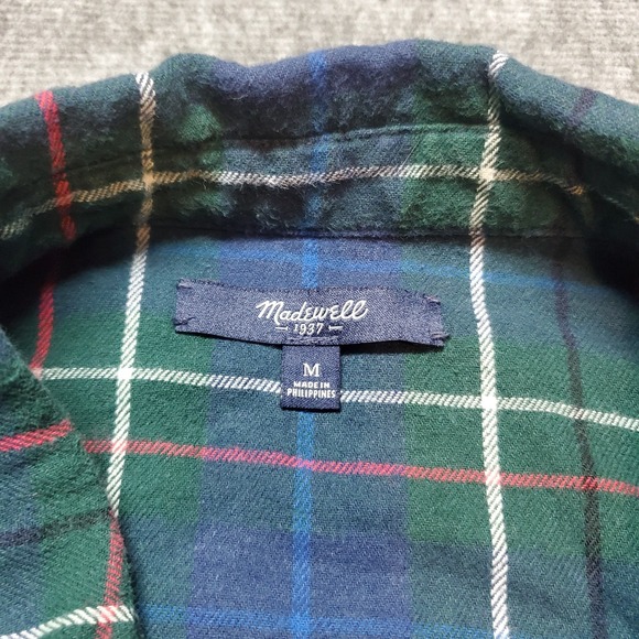Madewell Plaid Button Down Shirt - Blue and Green - Picture 4 of 7